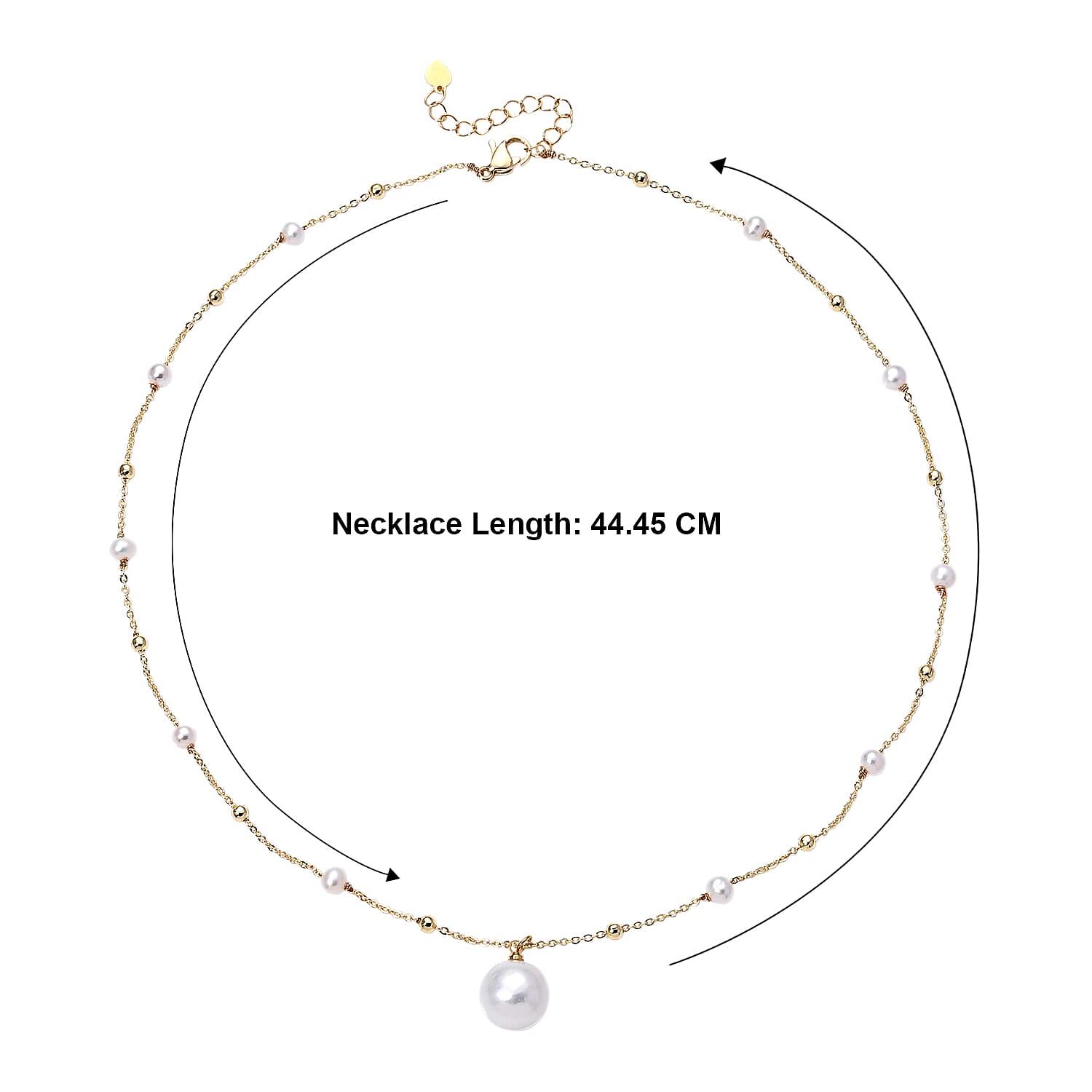 Edison Pearl & White Fresh Water Pearl Adjustable  Necklace   (Size - 18-2 Ext)