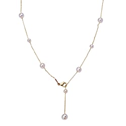 Peach Fresh Water Pearl Adjustable Beads Necklace (Size - 18-2 Ext) in Yellow Gold Tone 15.00 Ct.