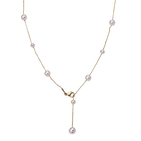 White Fresh Water Pearl Adjustable Beads Necklace (Size - 20) in Yellow Gold Tone 15.00 Ct.