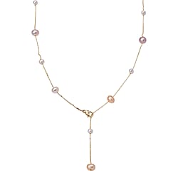 Peach Fresh Water Pearl Adjustable Beads Necklace (Size - 18-2 Ext) in Yellow Gold Tone 15.00 Ct.