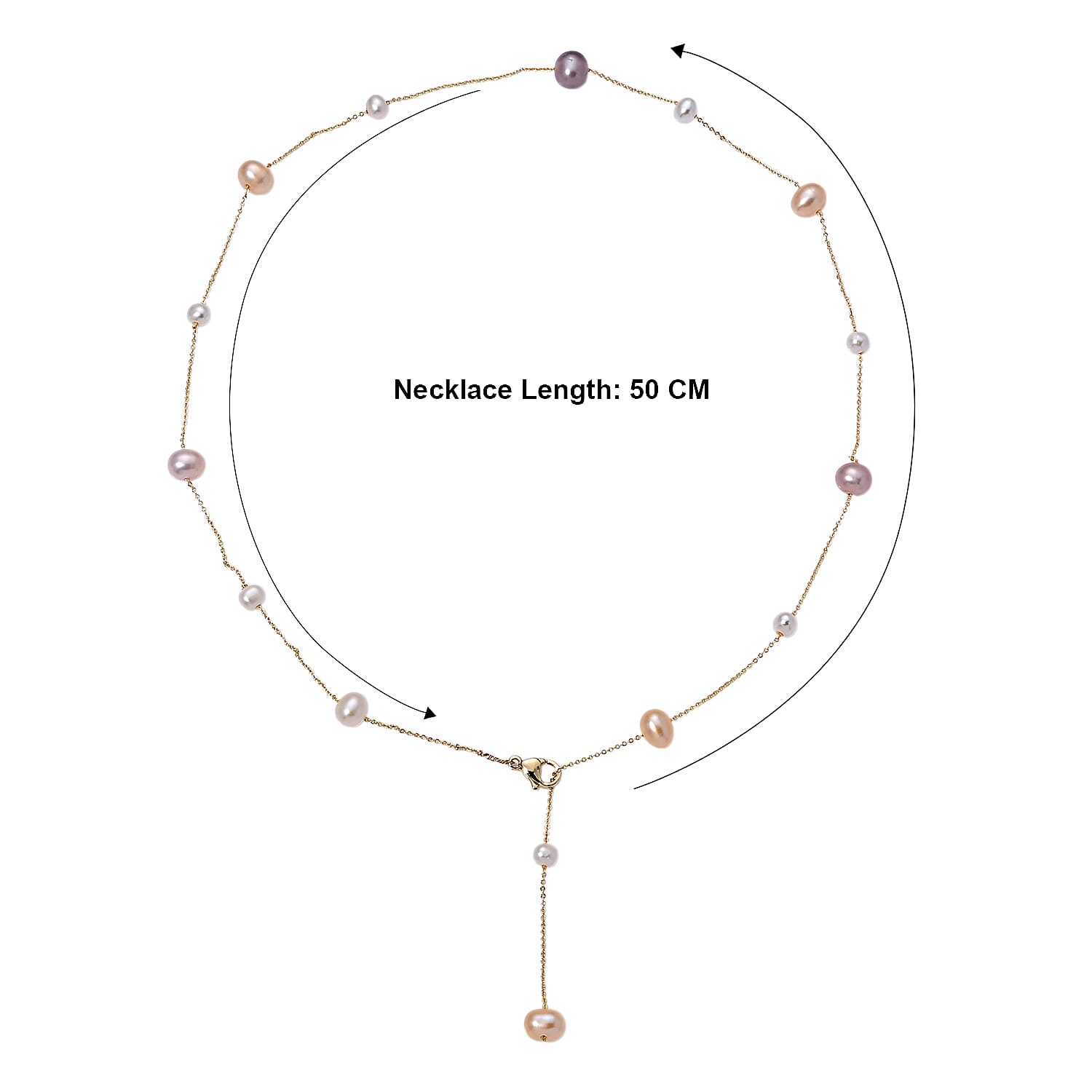 Peach Fresh Water Pearl Adjustable Beads Necklace (Size - 18-2 Ext) in Yellow Gold Tone 15.00 Ct.