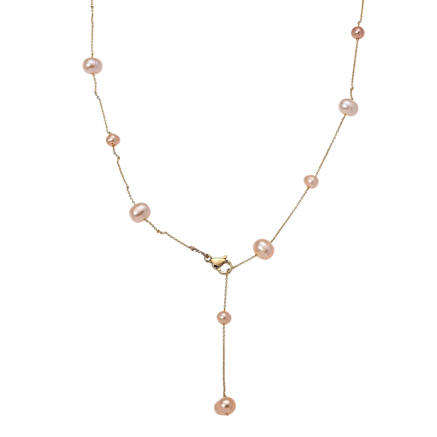 Multi Color Fresh Water Pearl Adjustable Beads Necklace (Size - 20) in Yellow Gold Tone 15.00 Ct.