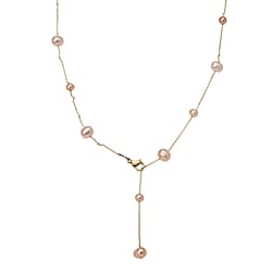 Peach Fresh Water Pearl Adjustable Beads Necklace (Size - 18-2 Ext) in Yellow Gold Tone 15.00 Ct.