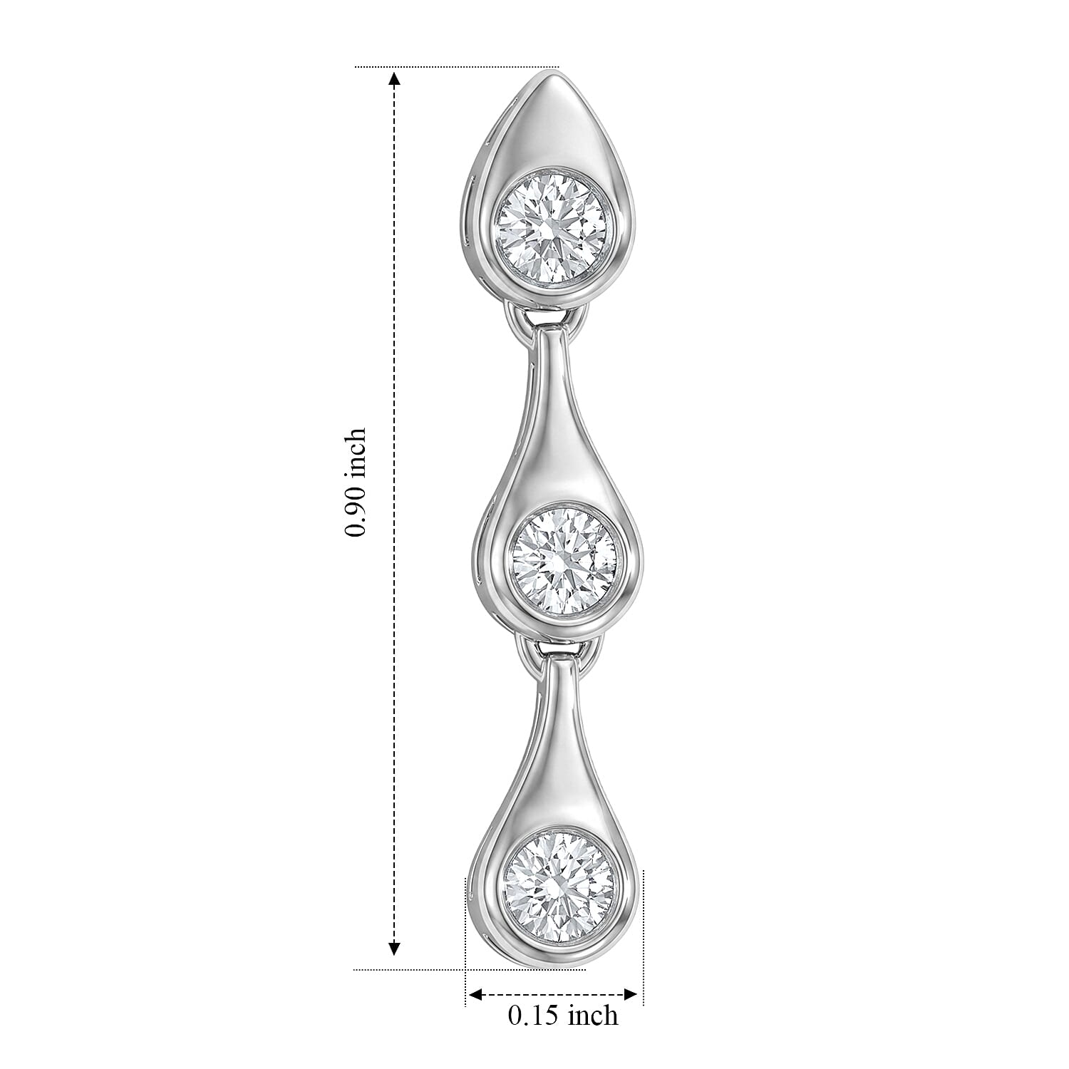 Lucy Q - SGL Certified Lab Grown Diamond (SI-G-H) Dangling Earring with Push Back in Rhodium Overlay Sterling Silver 0.50 Ct.