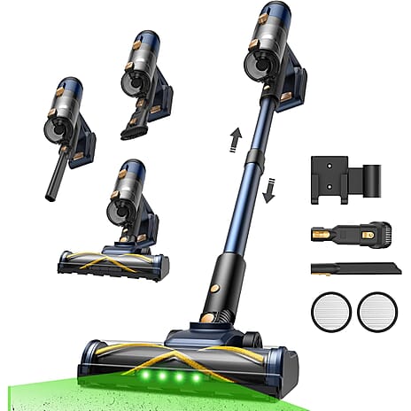 Blitz V12 Cordless Vacuum Cleaner - 450W SUPER Powerful, 50 Min Run-time Detachable Battery with Anti Tangle Brush, LED Touchscreen for Hardfloor, Carpet and Pet Hair