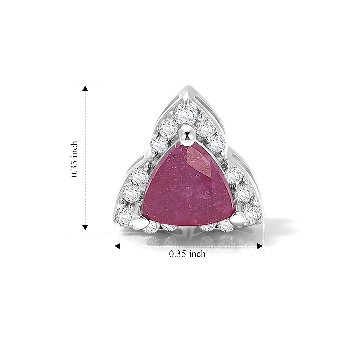 D'Joy - African Ruby & White Zircon Earring with Push Post in Rhodium Overlay Sterling Silver 1.70 Ct.