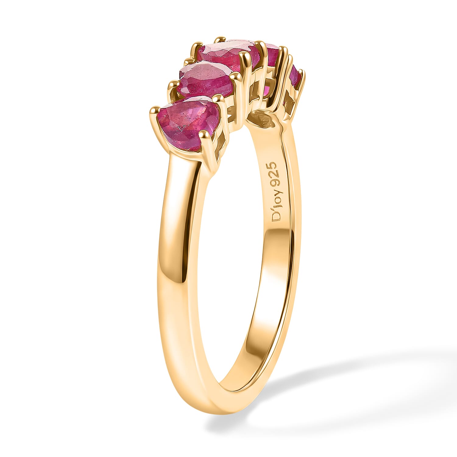 Royal Bali Collection - D'Joy African Ruby 5 Stone Ring in Sterling Silver 1.36 Ct.