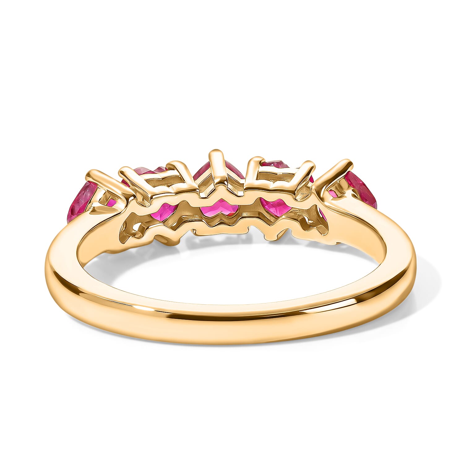 Royal Bali Collection - D'Joy African Ruby 5 Stone Ring in Sterling Silver 1.36 Ct.
