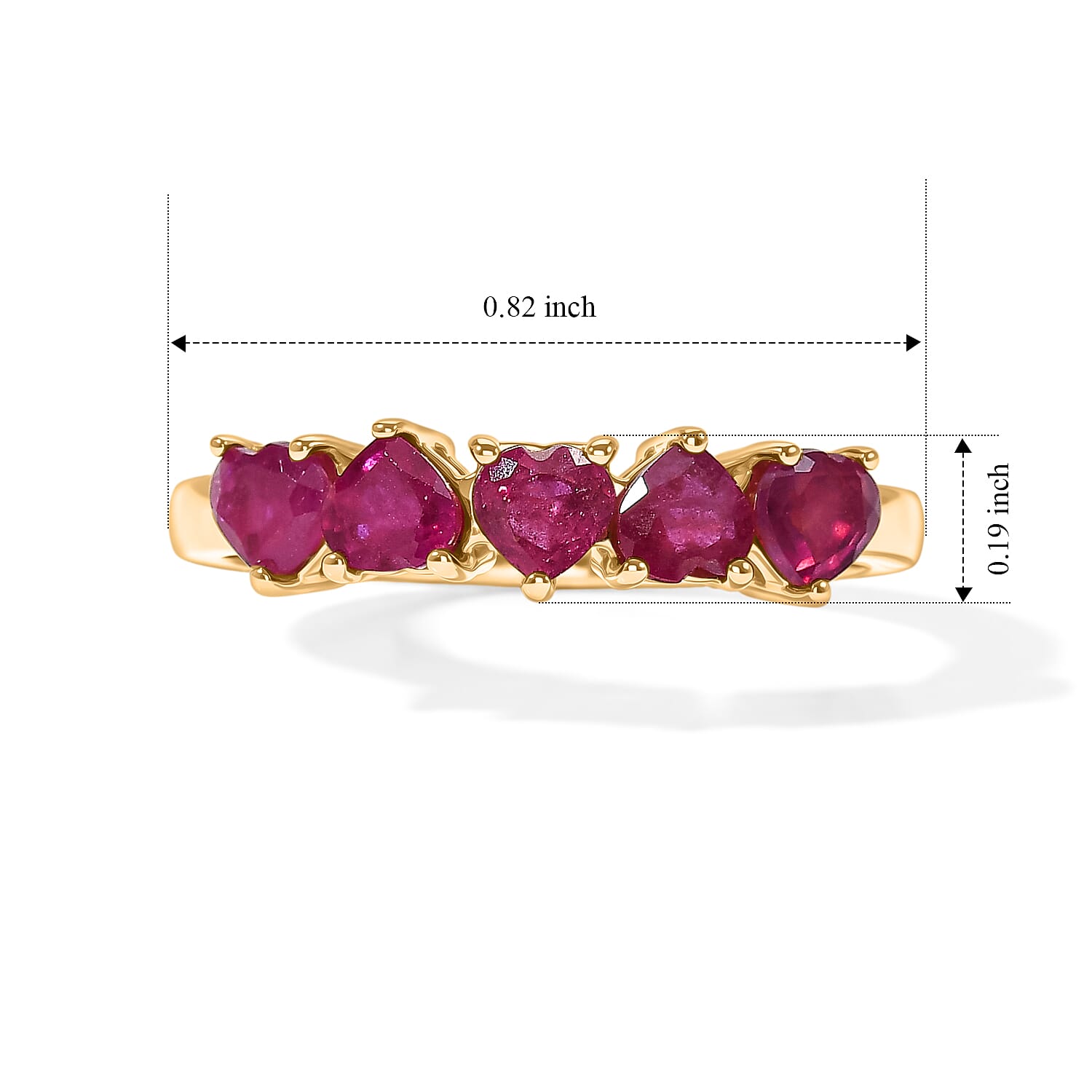 Royal Bali Collection - D'Joy African Ruby 5 Stone Ring in Sterling Silver 1.36 Ct.