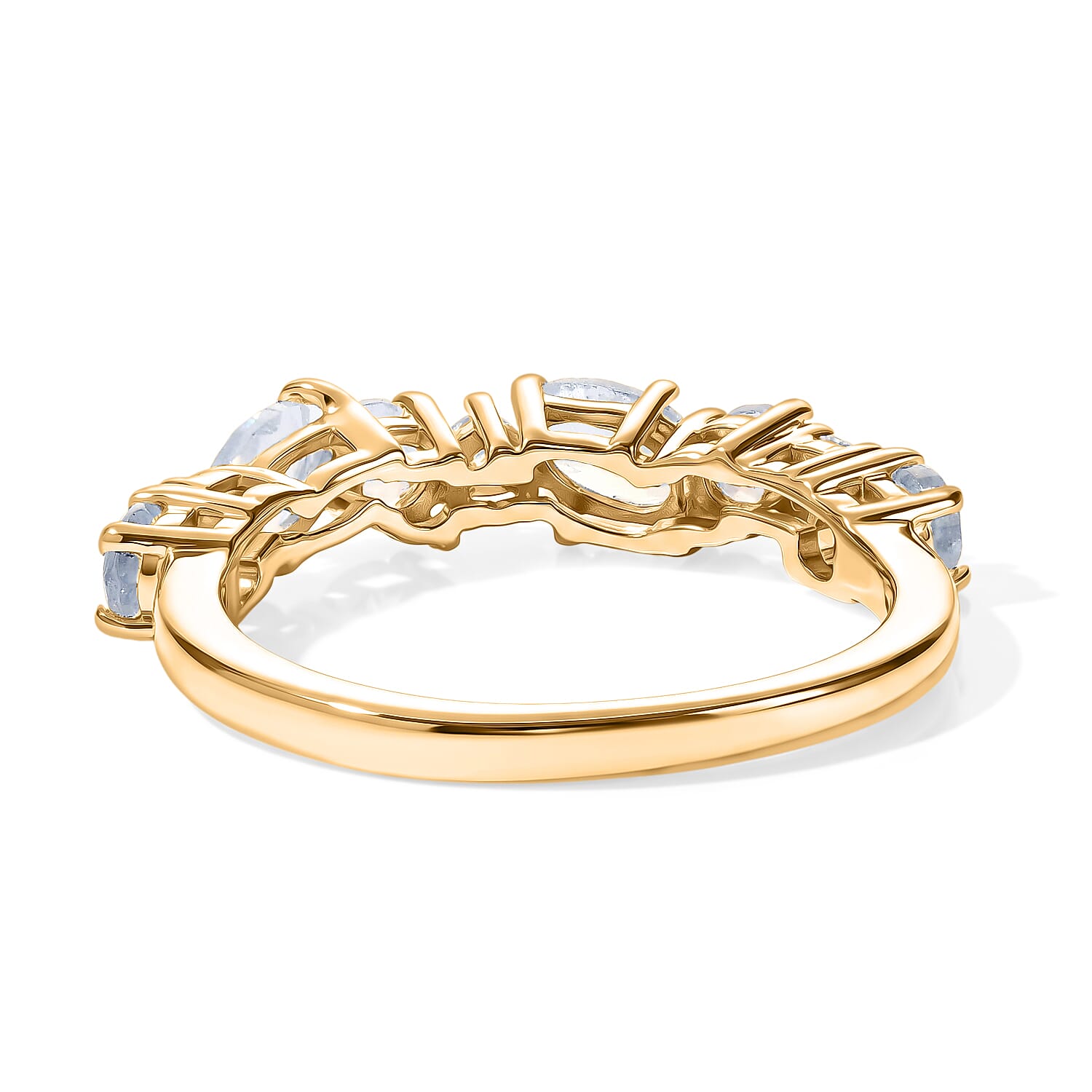 Royal Bali Collection - D'Joy Moon Glow Stone & White Zircon Ring in 18K Vermeil Yellow Gold Plated Sterling Silver 1.16 Ct.