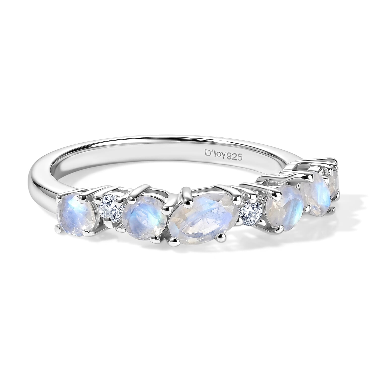 Royal Bali Collection - D'Joy Moon Glow Stone & White Zircon Ring in Sterling Silver 1.16 Ct.