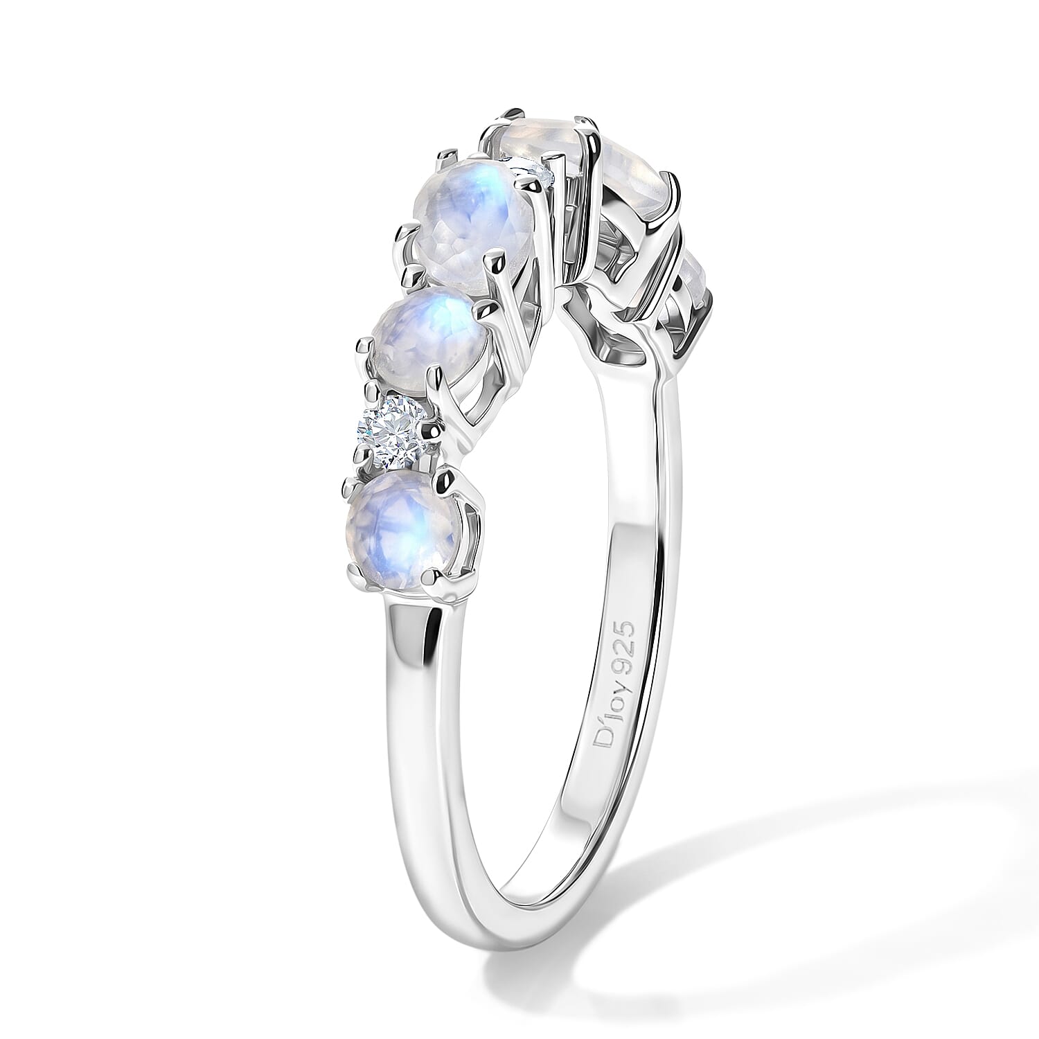 Royal Bali Collection - D'Joy Moon Glow Stone & White Zircon Ring in Sterling Silver 1.16 Ct.