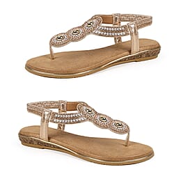 Piper Womens Embellished T-Bar Strap Slingback Flat Sandals