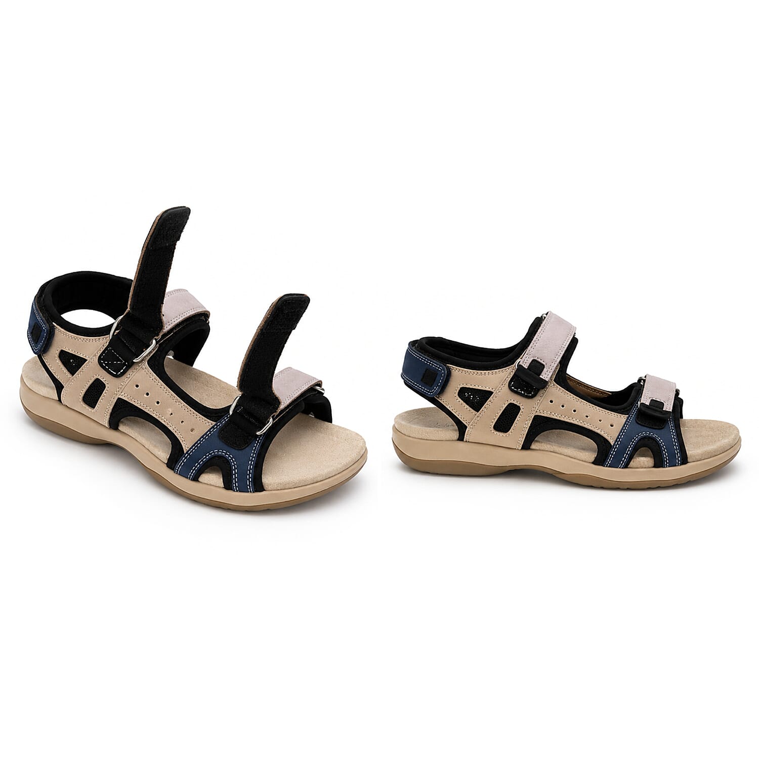 Andrea Sporty Adjustable Hook And Loop Strap Sandals