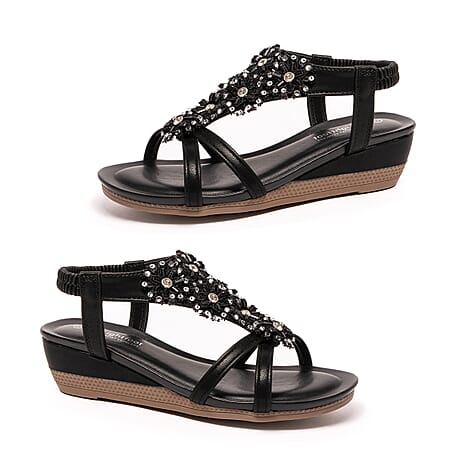 TJC Special Ladies Sandal (Size - 39) - Black