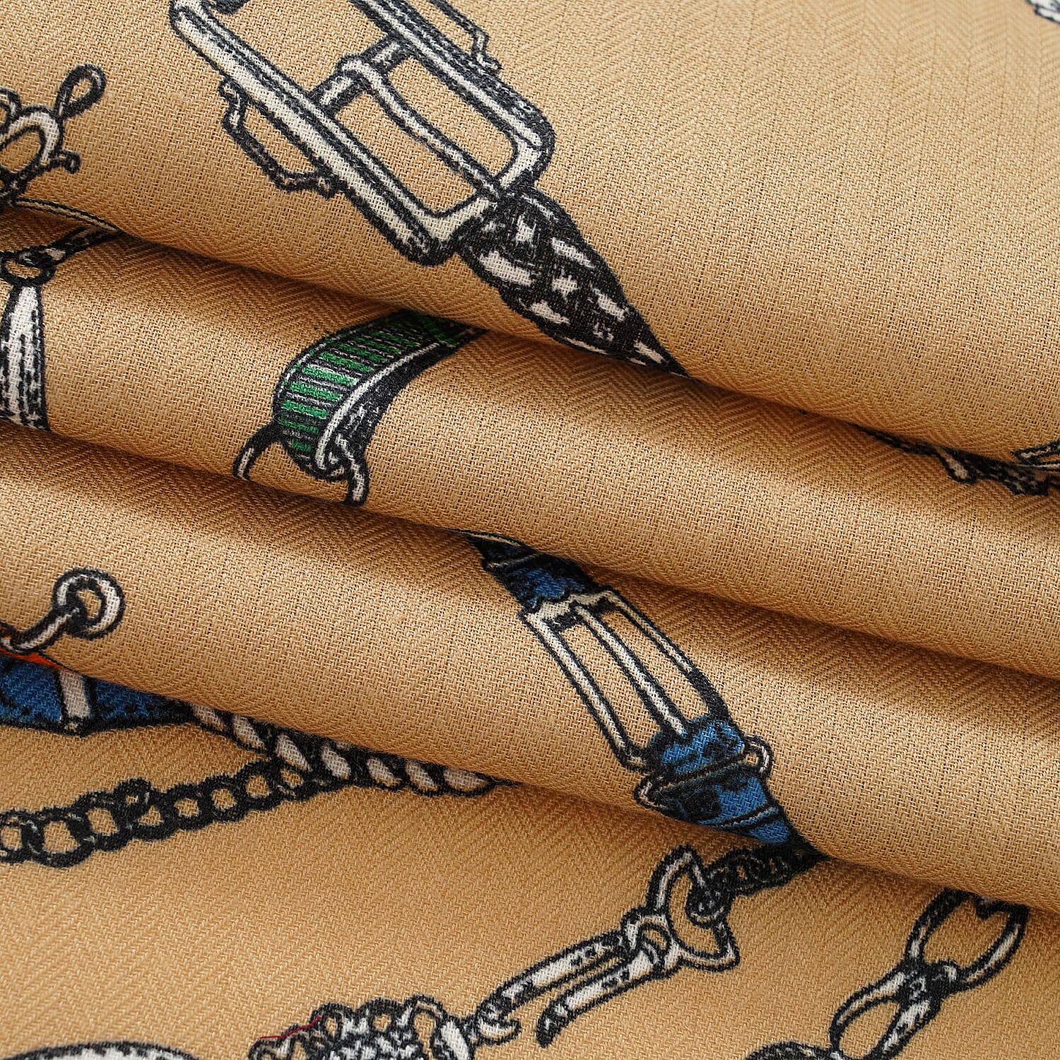 La Marey Printed Square Scarf (88 x 88cm) - Green & Khaki