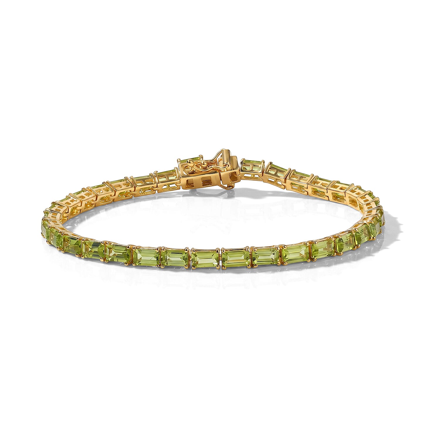 EverTrue Peridot Linking Bracelet (Size - 8) Pure Yellow Brass  10.767  Ct.