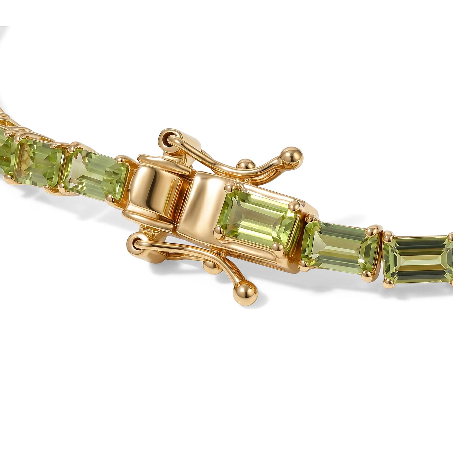 EverTrue Peridot Linking Bracelet (Size - 8) Pure Yellow Brass  10.767  Ct.