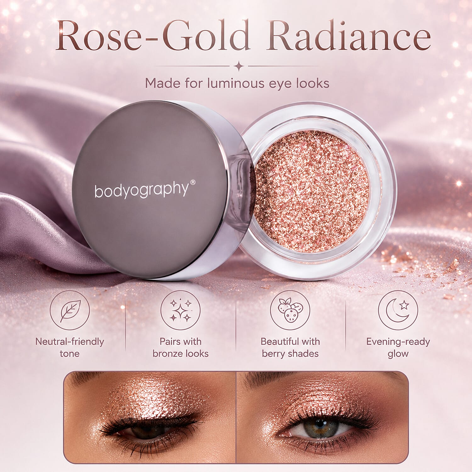 Bodyography Glitter Eye Pigment - Celestial - Pink-Brown