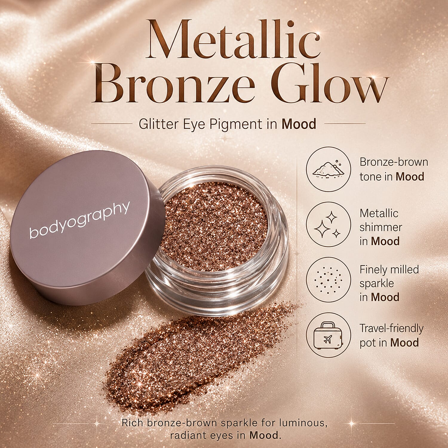 Bodyography Glitter Eye Pigment - Mood - Bronze-Brown
