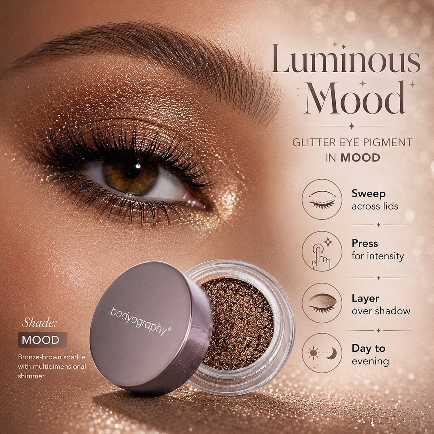 Bodyography Glitter Eye Pigment - Mood - Bronze-Brown