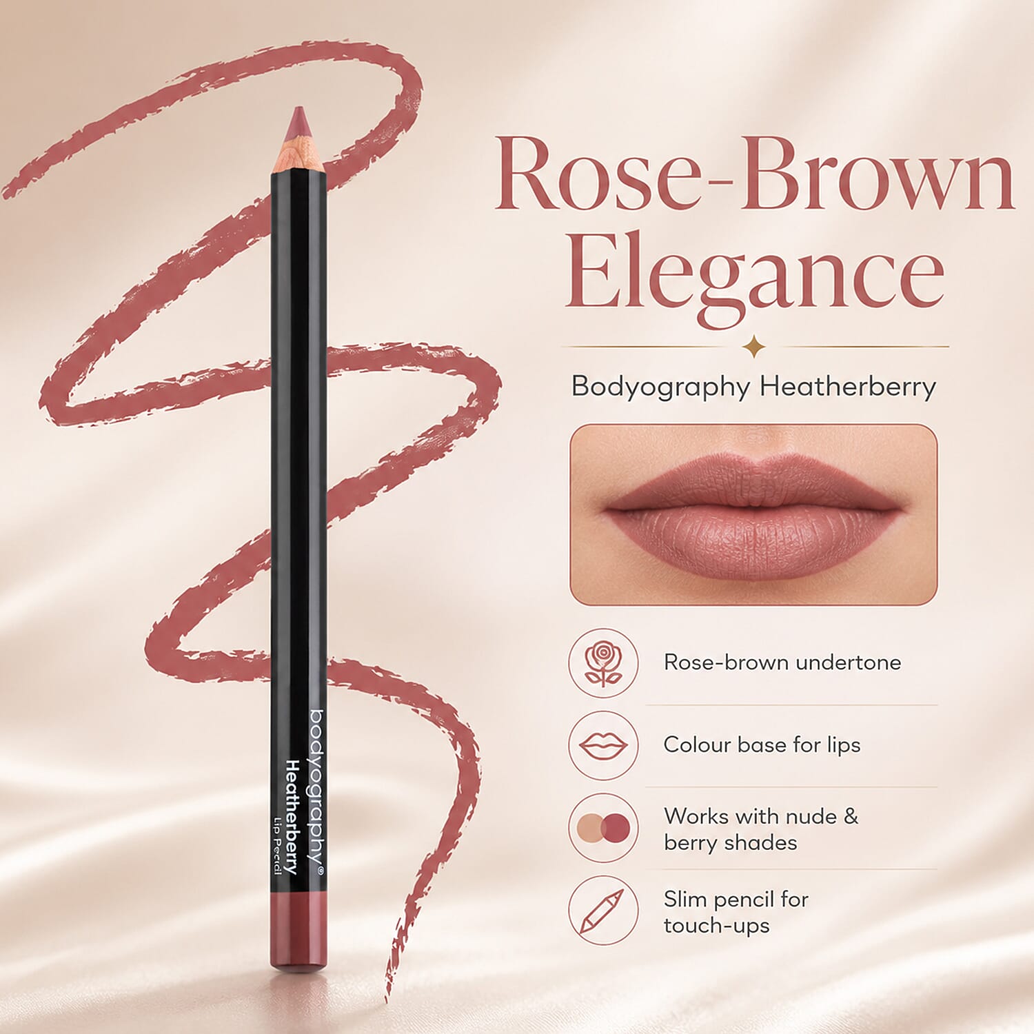 Bodyography Lip Pencil - Heatherberry - Rose-Brown