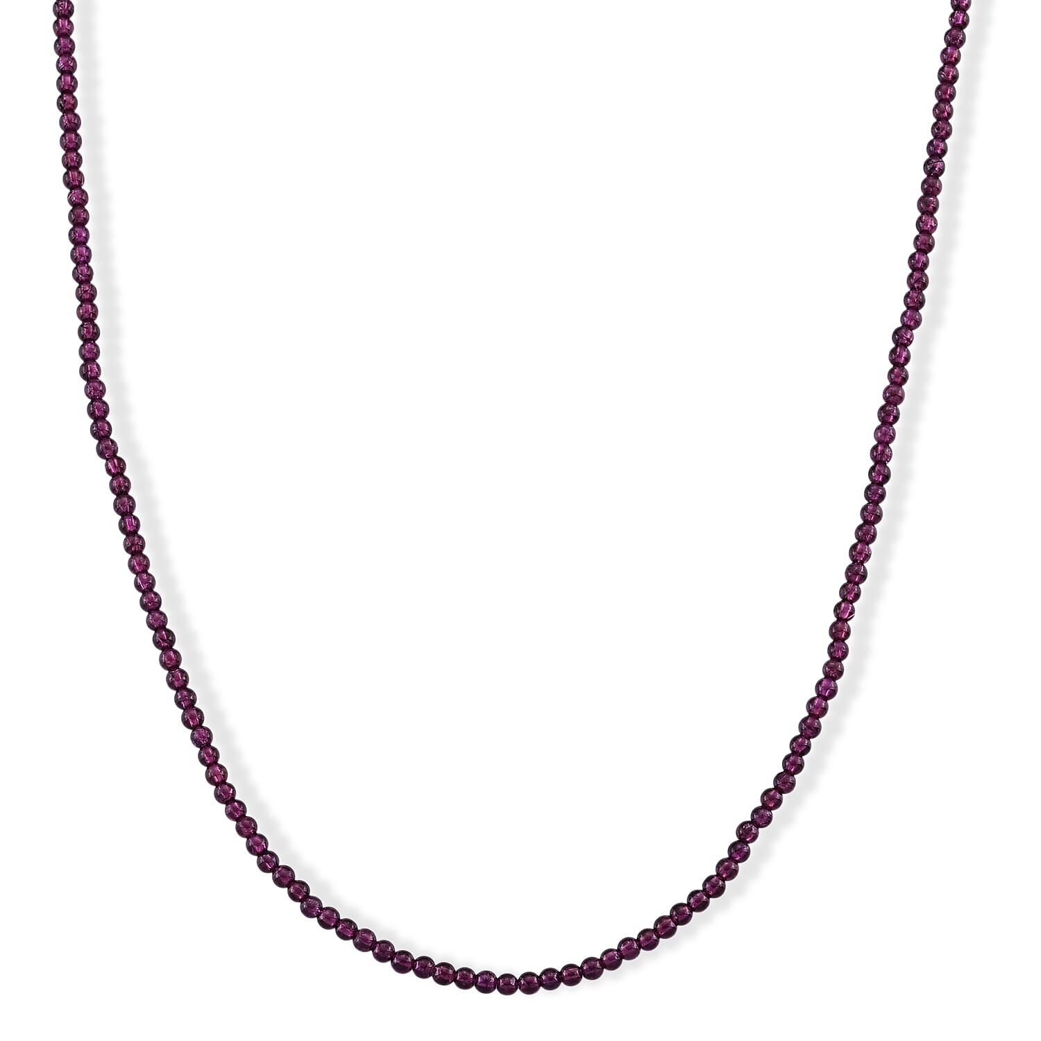 D'Joy - Amber Garnet Beads Necklace (Size - 20) with Magnetic Lock in Rhodium Overlay Sterling Silver 85.00 Ct.