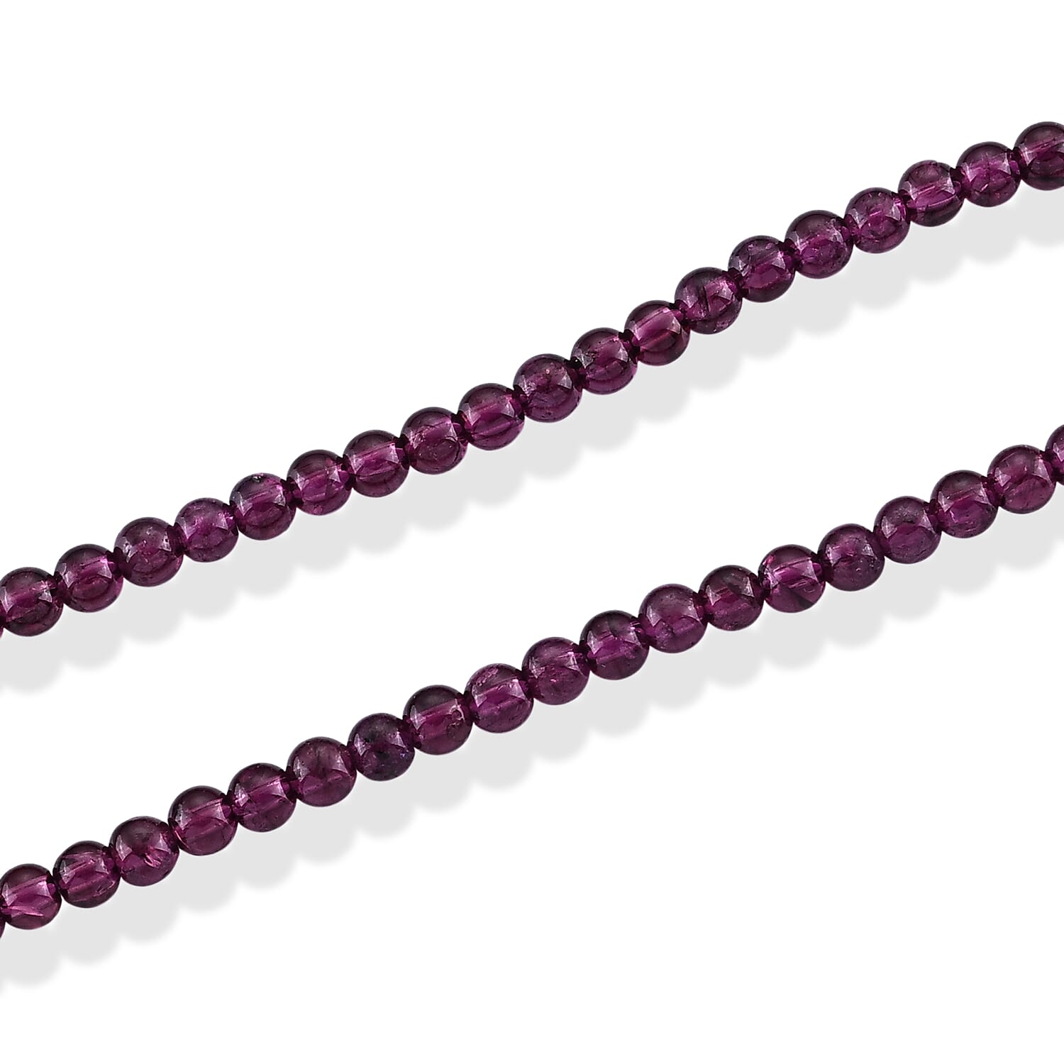 D'Joy - Amber Garnet Beads Necklace (Size - 20) with Magnetic Lock in Rhodium Overlay Sterling Silver 85.00 Ct.