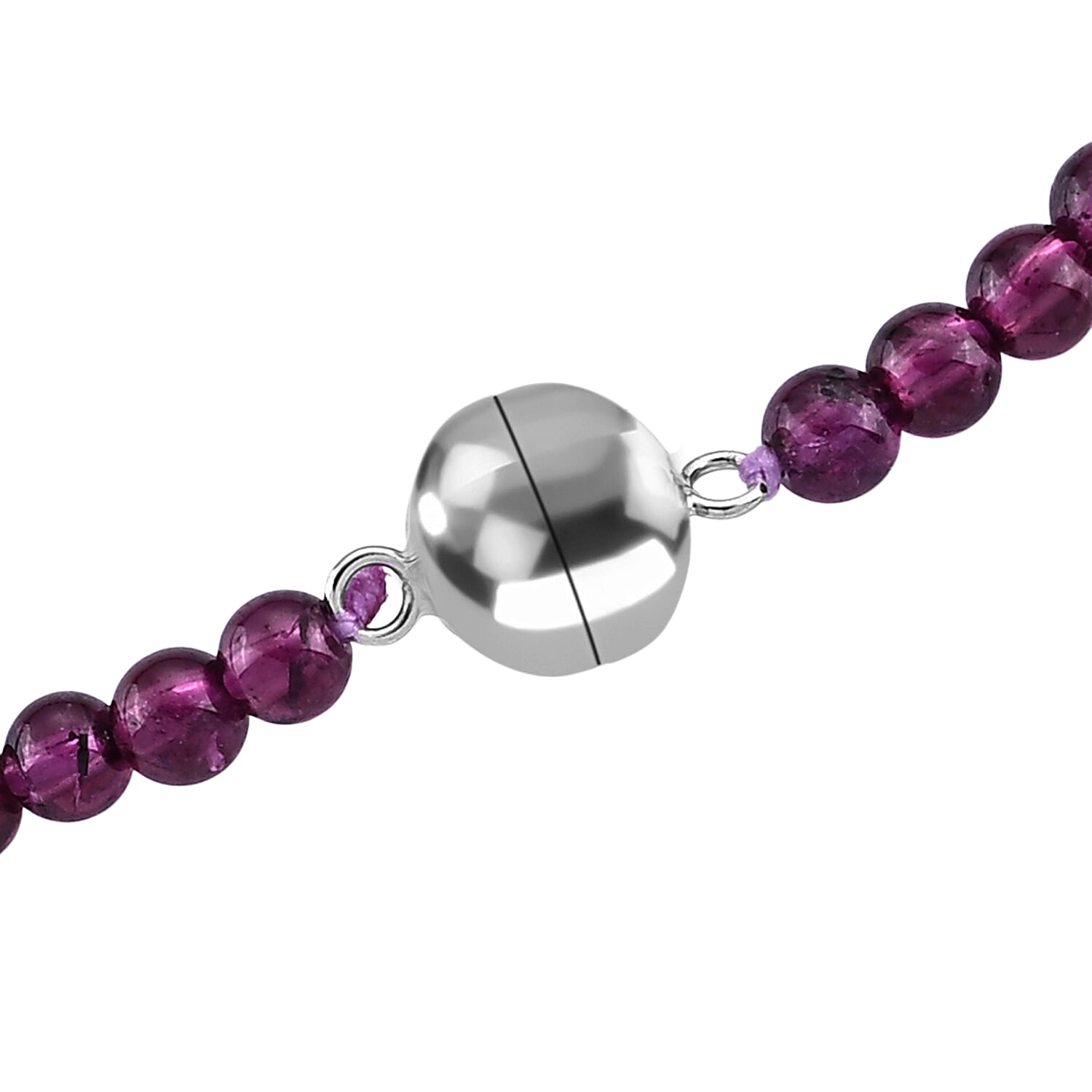 D'Joy - Amber Garnet Beads Necklace (Size - 20) with Magnetic Lock in Rhodium Overlay Sterling Silver 85.00 Ct.