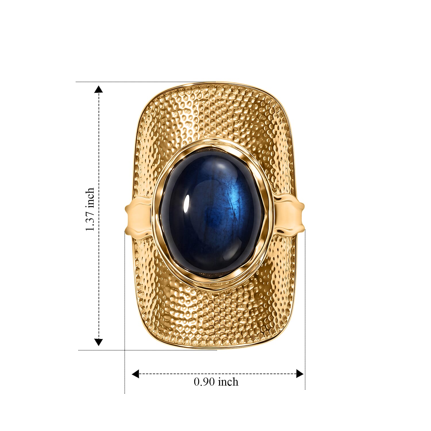 EverTrue - Labradorite Artisan Statement Ring in Yellow Gold Tone 10.40 Ct.