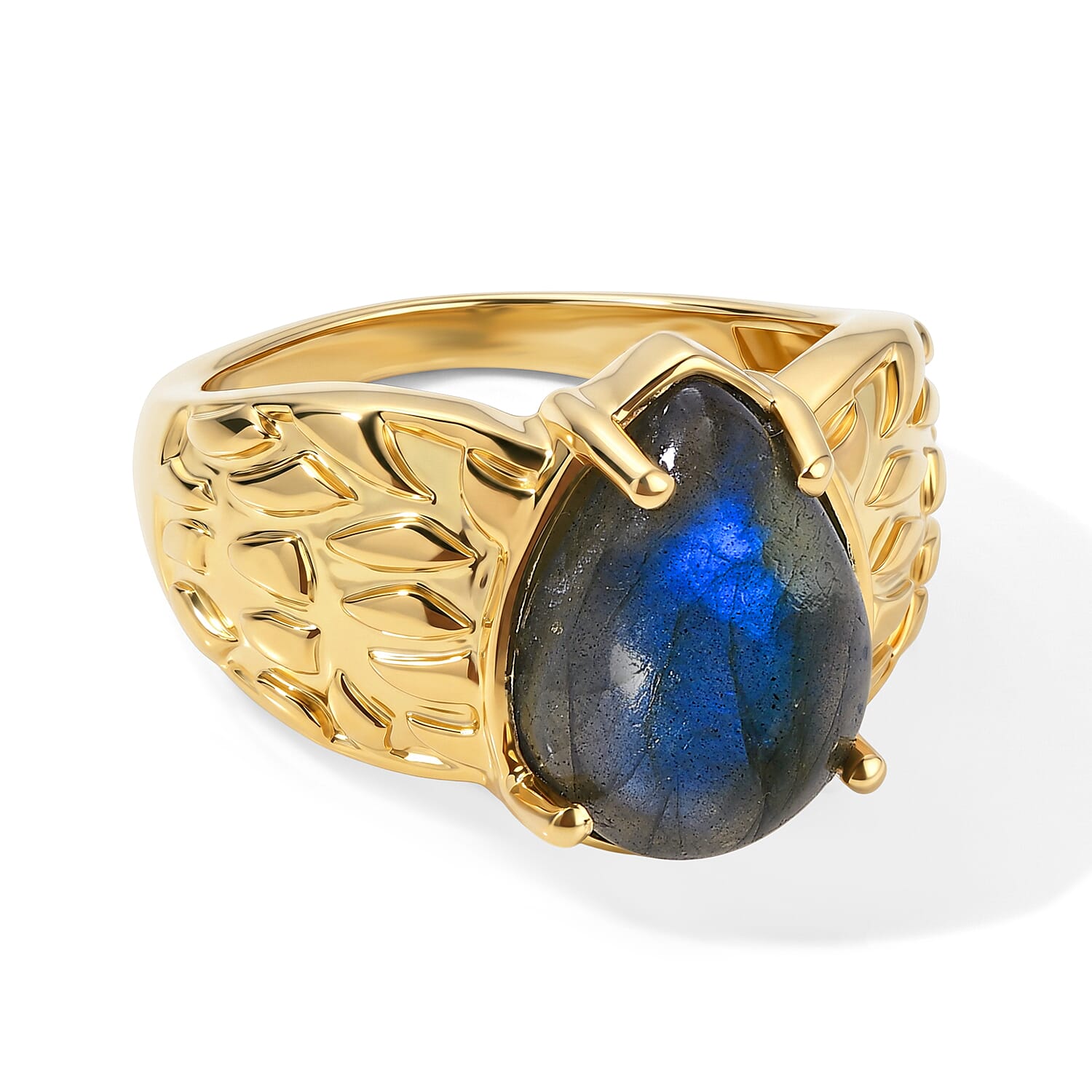 EverTrue - Labradorite Solitaire Ring in Yellow Gold Tone 6.33 Ct.