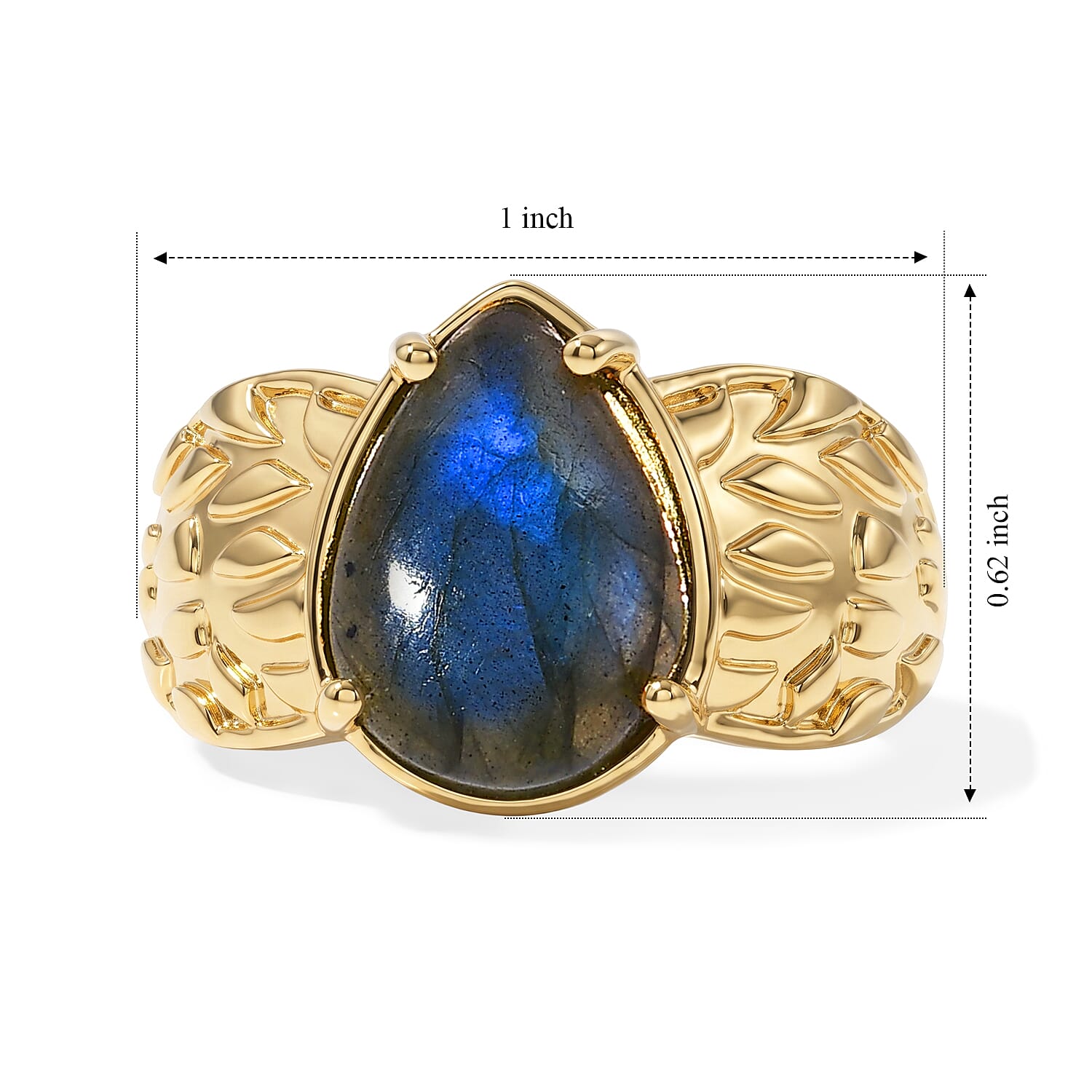 EverTrue - Labradorite Solitaire Ring in Yellow Gold Tone 6.33 Ct.