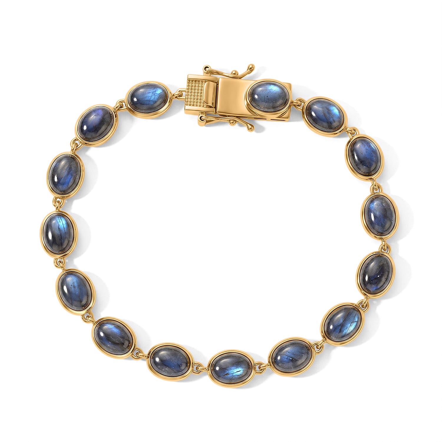 EverTrue - Labradorite Cluster Bracelet (Size - 7.5) with GB Lock Box in Yellow Gold Tone 22.14 Ct.