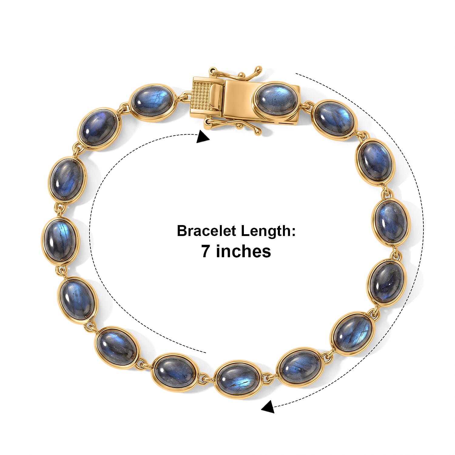 EverTrue - Labradorite Cluster Bracelet (Size - 7.5) with GB Lock Box in Yellow Gold Tone 22.14 Ct.