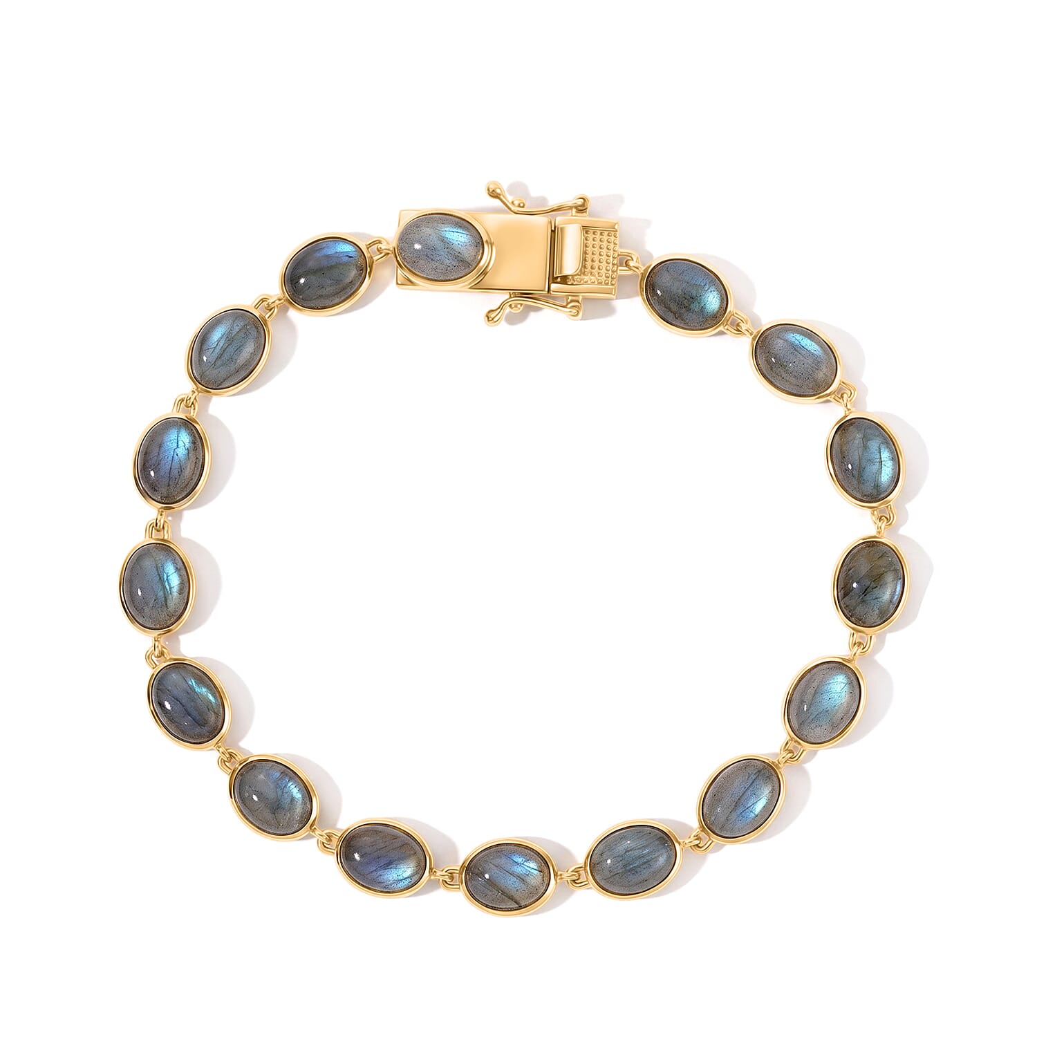 EverTrue - Labradorite Cluster Bracelet (Size - 8) with GB Lock Box in Yellow Gold Tone 22.50 Ct.