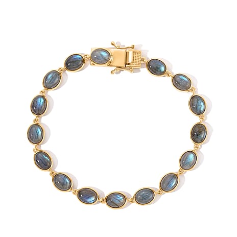 EverTrue - Labradorite Cluster Bracelet (Size - 8) with GB Lock Box in Yellow Gold Tone 22.50 Ct.