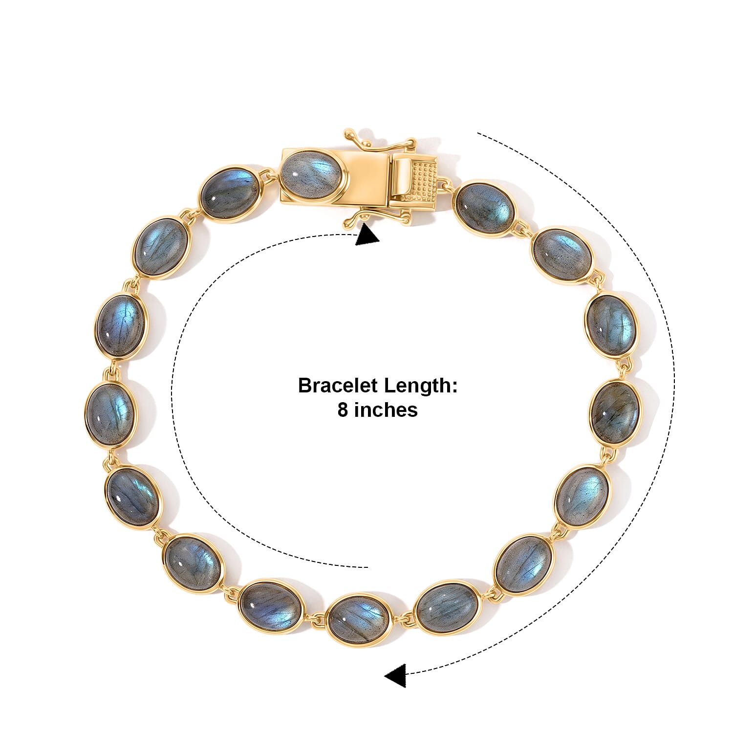 EverTrue - Labradorite Cluster Bracelet (Size - 8) with GB Lock Box in Yellow Gold Tone 22.50 Ct.
