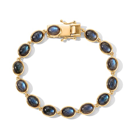EverTrue - Labradorite Cluster Bracelet (Size - 7) with GB Lock Box in Yellow Gold Tone 23.54 Ct.