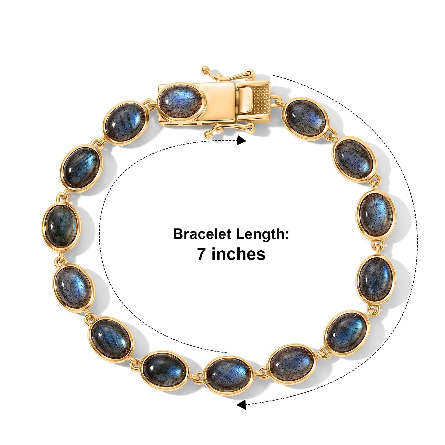 EverTrue - Labradorite Cluster Bracelet (Size - 7) with GB Lock Box in Yellow Gold Tone 23.54 Ct.