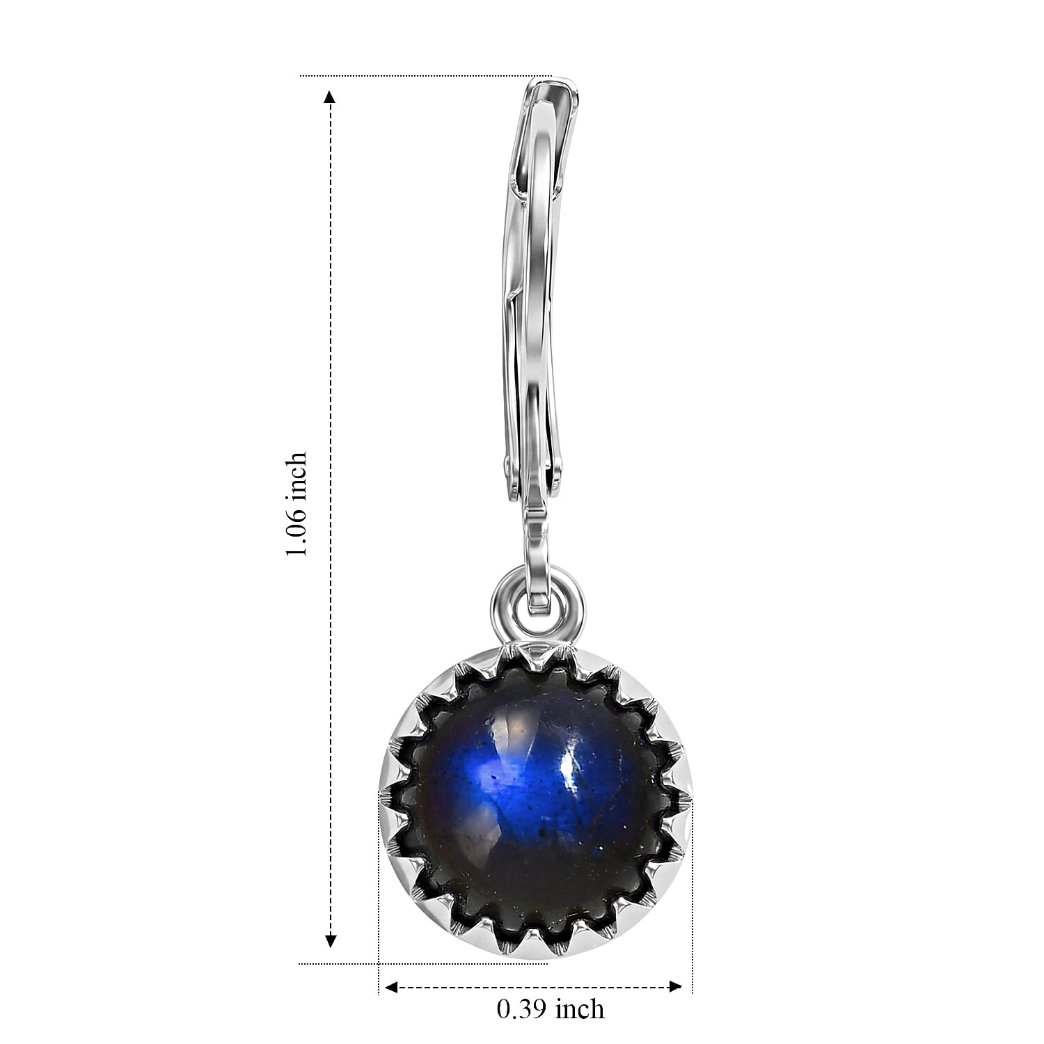 EverTrue - Labradorite Solitaire Lever Back Earring 4.60 Ct.