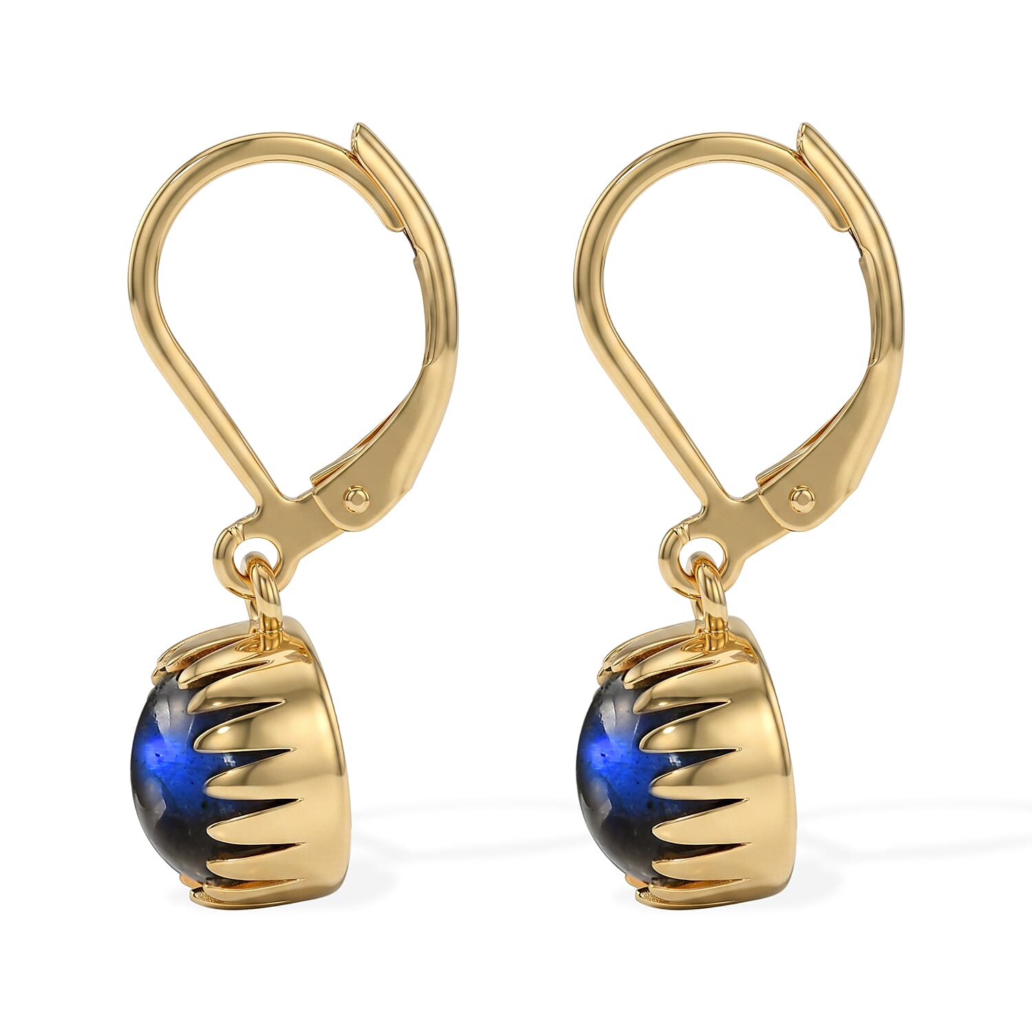EverTrue - Labradorite Solitaire Lever Back Earring in Yellow Gold Tone 4.60 Ct.
