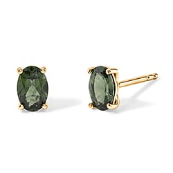 D'Joy Natural Green Apatite Solitaire Stud Push Post Earring in Platinum OverlaySterling Silver  0.880  Ct.