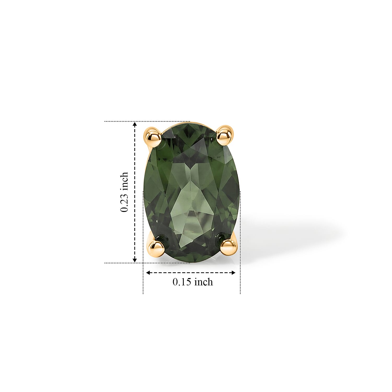 D'Joy - Natural Green Apatite Solitaire Stud Push Post Earring in Yellow Gold Plated Sterling Silver