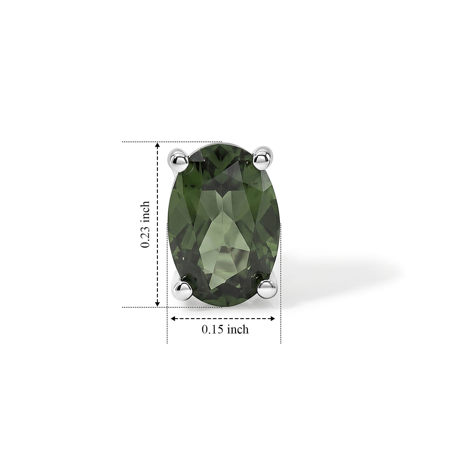D'Joy Natural Green Apatite Solitaire Stud Push Post Earring in Platinum OverlaySterling Silver  0.880  Ct.