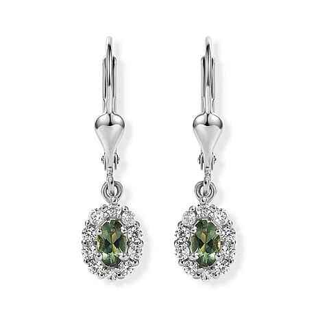 D'Joy Natural Green Apatite White Zircon Earring Sterling Silver 0.930 Ct.