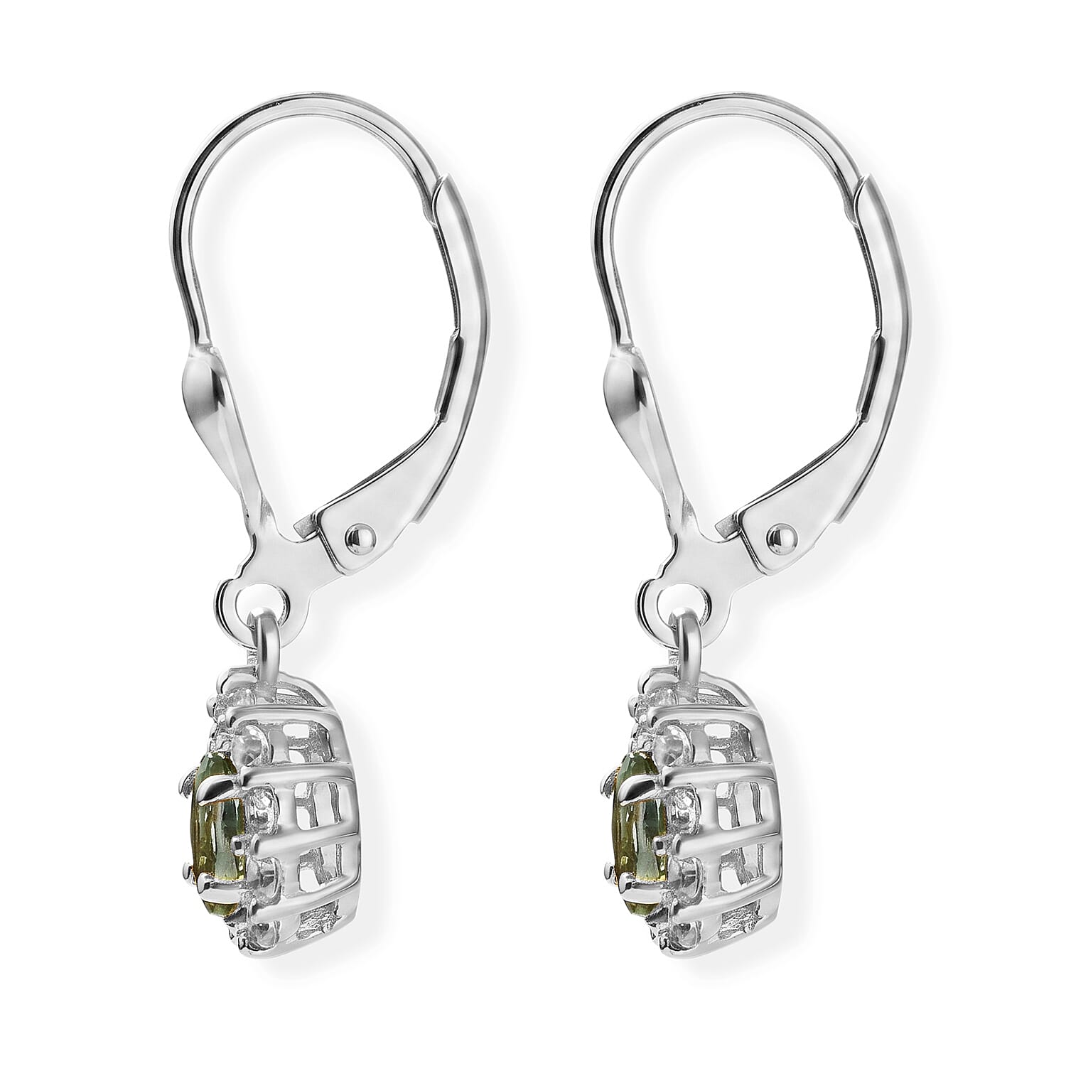 D'Joy Natural Green Apatite White Zircon Earring Sterling Silver 0.930 Ct.