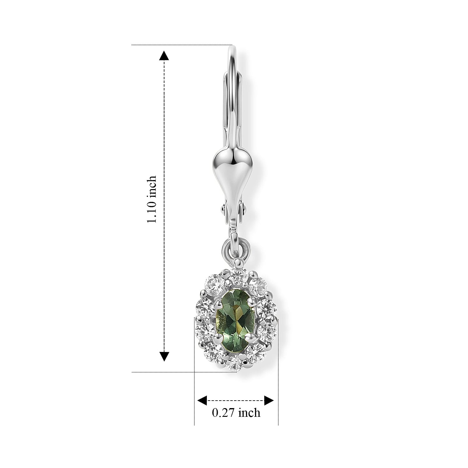 D'Joy Natural Green Apatite White Zircon Earring Sterling Silver 0.930 Ct.
