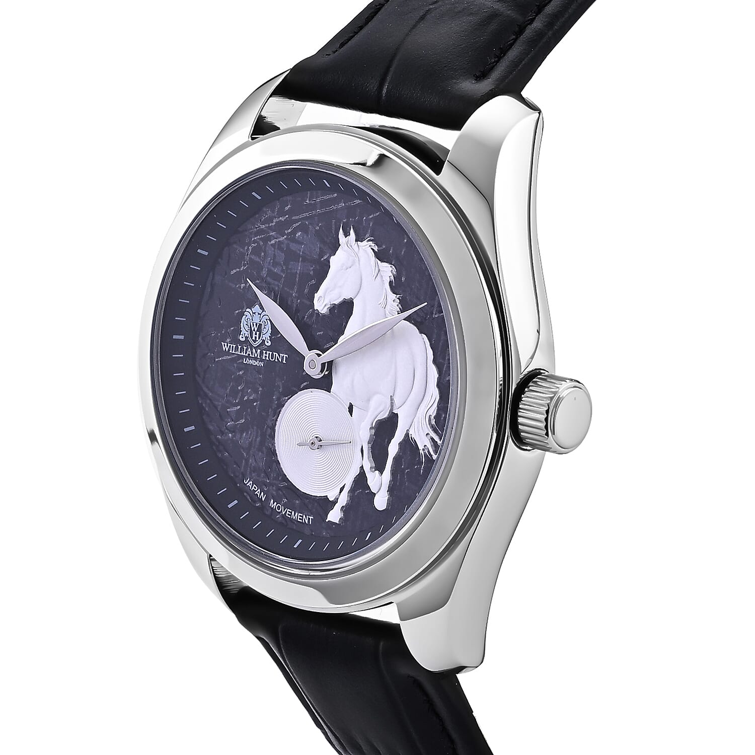 William Hunt Limited Edition Year Of The Fire Horse Japanese Movement 5ATM WR Black Hydraulic Meteorite Dial Watch with Sapphire Crystal Dial & Black Leather Strap