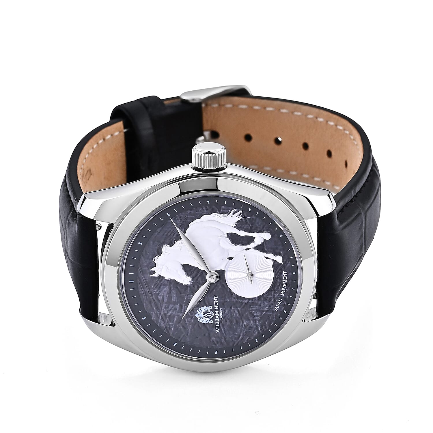 William Hunt Limited Edition Year Of The Fire Horse Japanese Movement 5ATM WR Black Hydraulic Meteorite Dial Watch with Sapphire Crystal Dial & Black Leather Strap