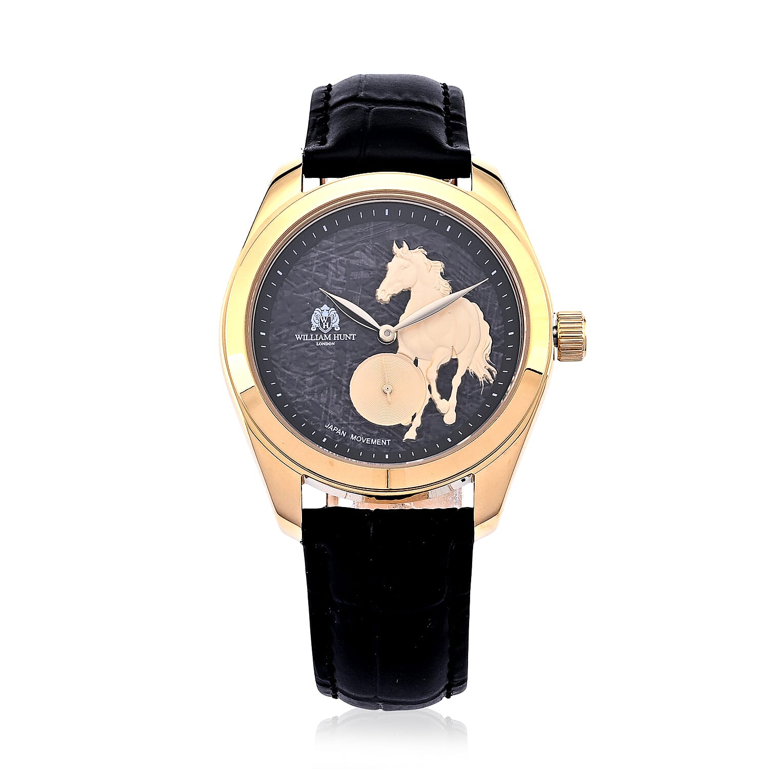 William Hunt Limited Edition Year Of The Fire Horse Japanese Movement 5ATM WR Black Hydraulic Meteorite Dial Watch with Sapphire Crystal Dial & Black Leather Strap